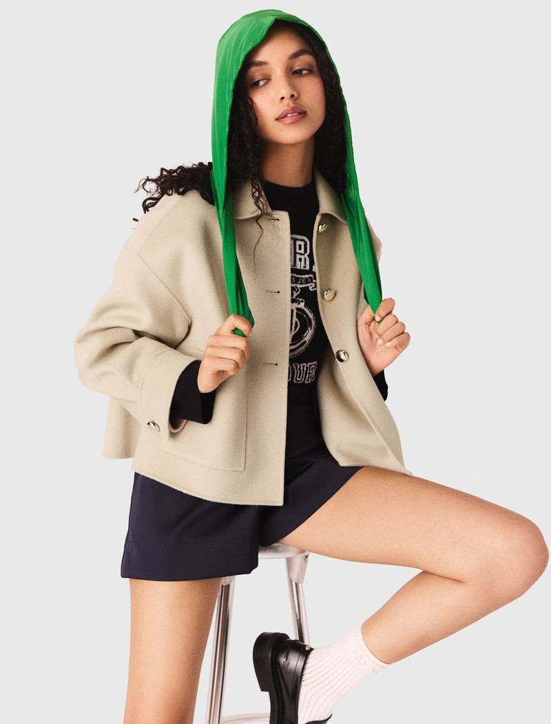 maje Tie-up waterproof hood outlook