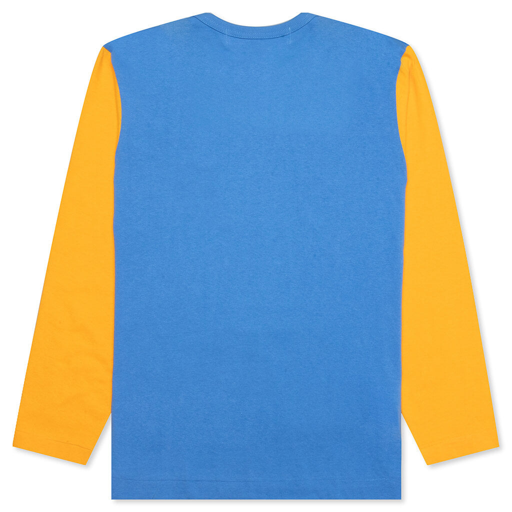 COMME DES GARCONS PLAY BI-COLOR T-SHIRT - BLUE/YELLOW - 2