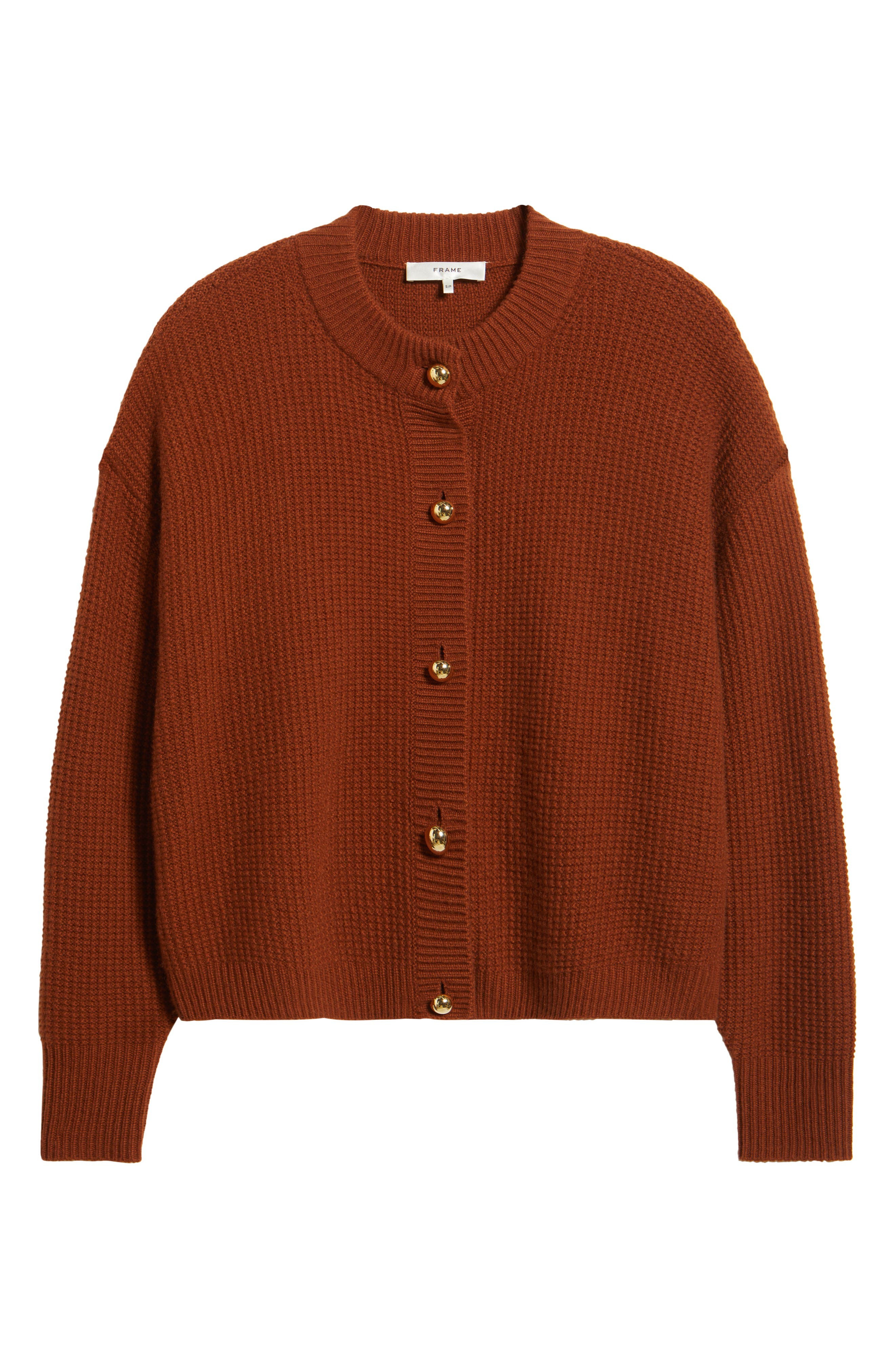 FRAME Wool & Cashmere Cardigan in Rust at Nordstrom - 5