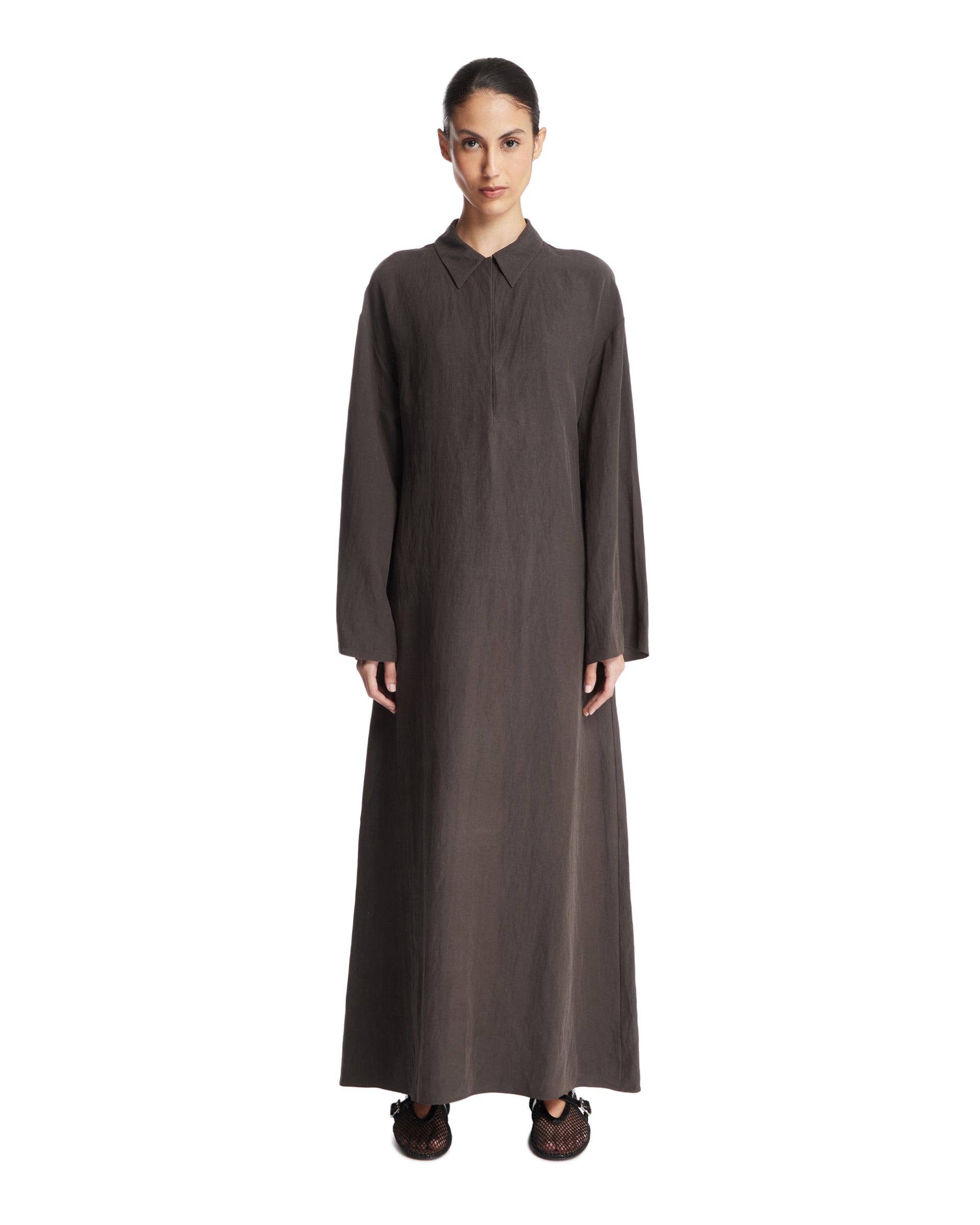Brown Silk and Linen Millen Dress - 1