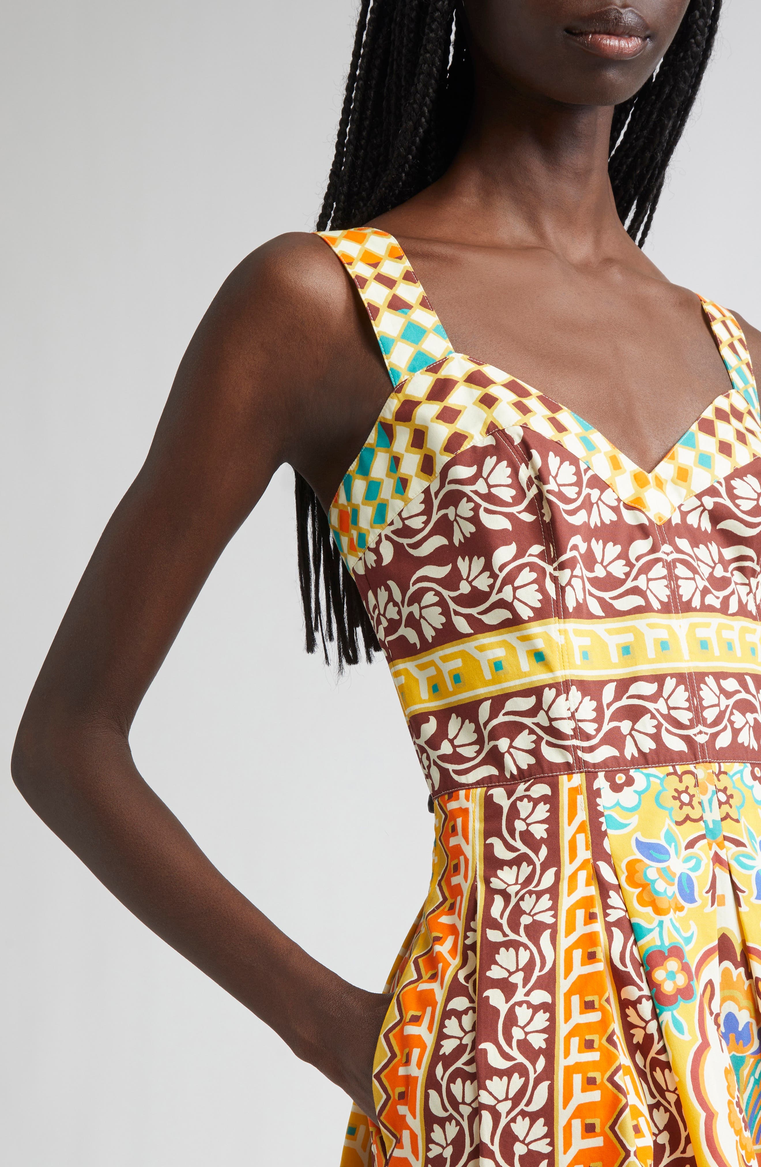 Etro Geo Floral Cotton Poplin Sundress in Printed Yellow Base at Nordstrom - 4