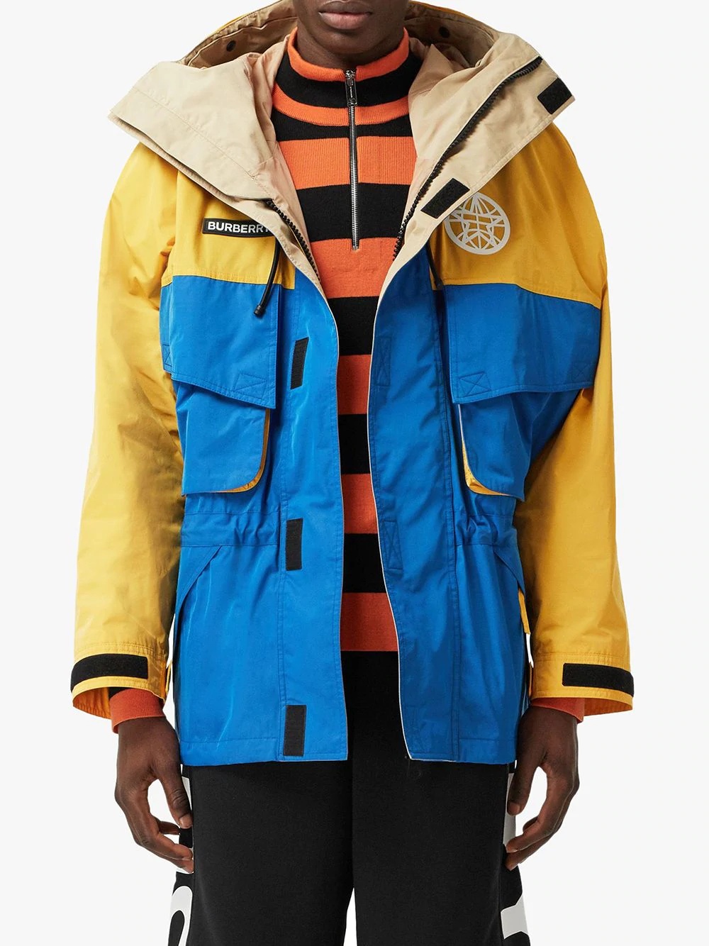 colour-block hooded jacket - 3