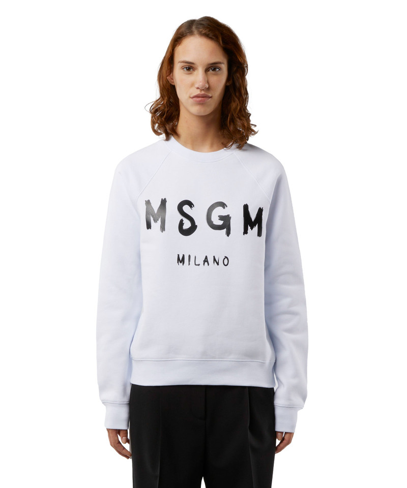 MSGM Crew neck cotton sweatshirt with a brushed logo outlook