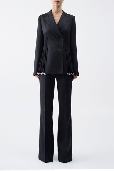 GABRIELA HEARST Giorgio Fringe Blazer in Black Textured Linen outlook