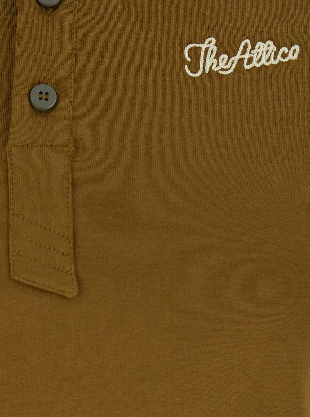 The Attico Women Green Polo Shirt With Classic Collar And Logo Lettering Embroidery On The Front In  - 3