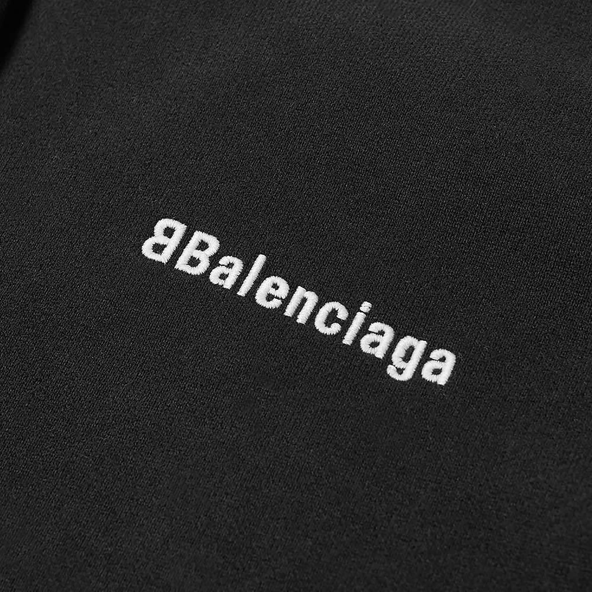 Balenciaga Corporate Logo Popover Hoodie 'Black/White' - 2