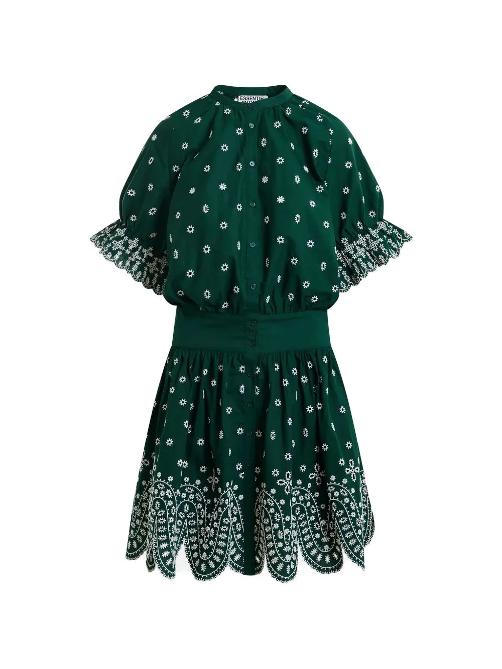 flower-embroidery cotton mini dress - 1