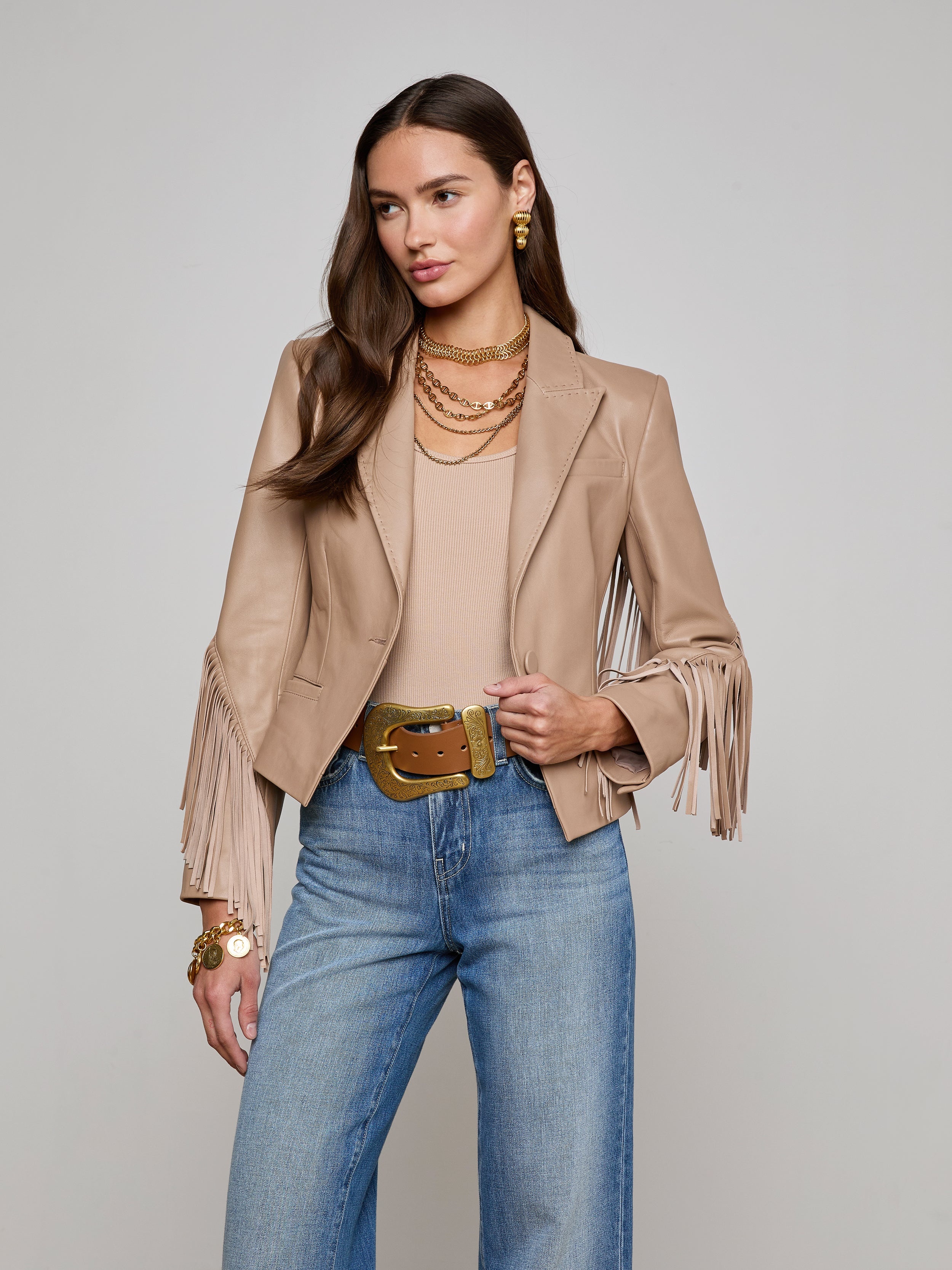 Vashti Fringed Leather Blazer - 2