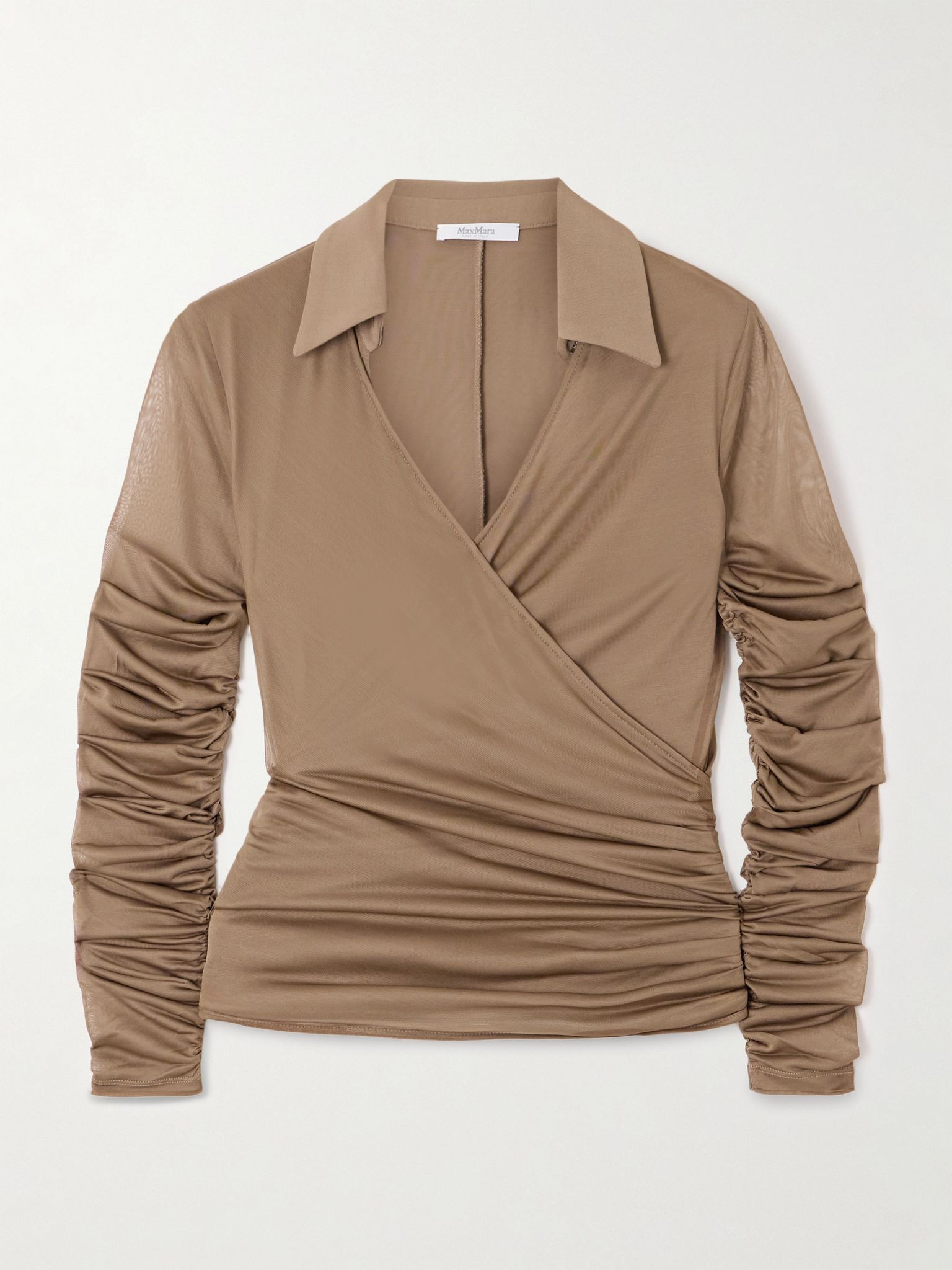 Aiello stretch-jersey wrap blouse Brown - 1