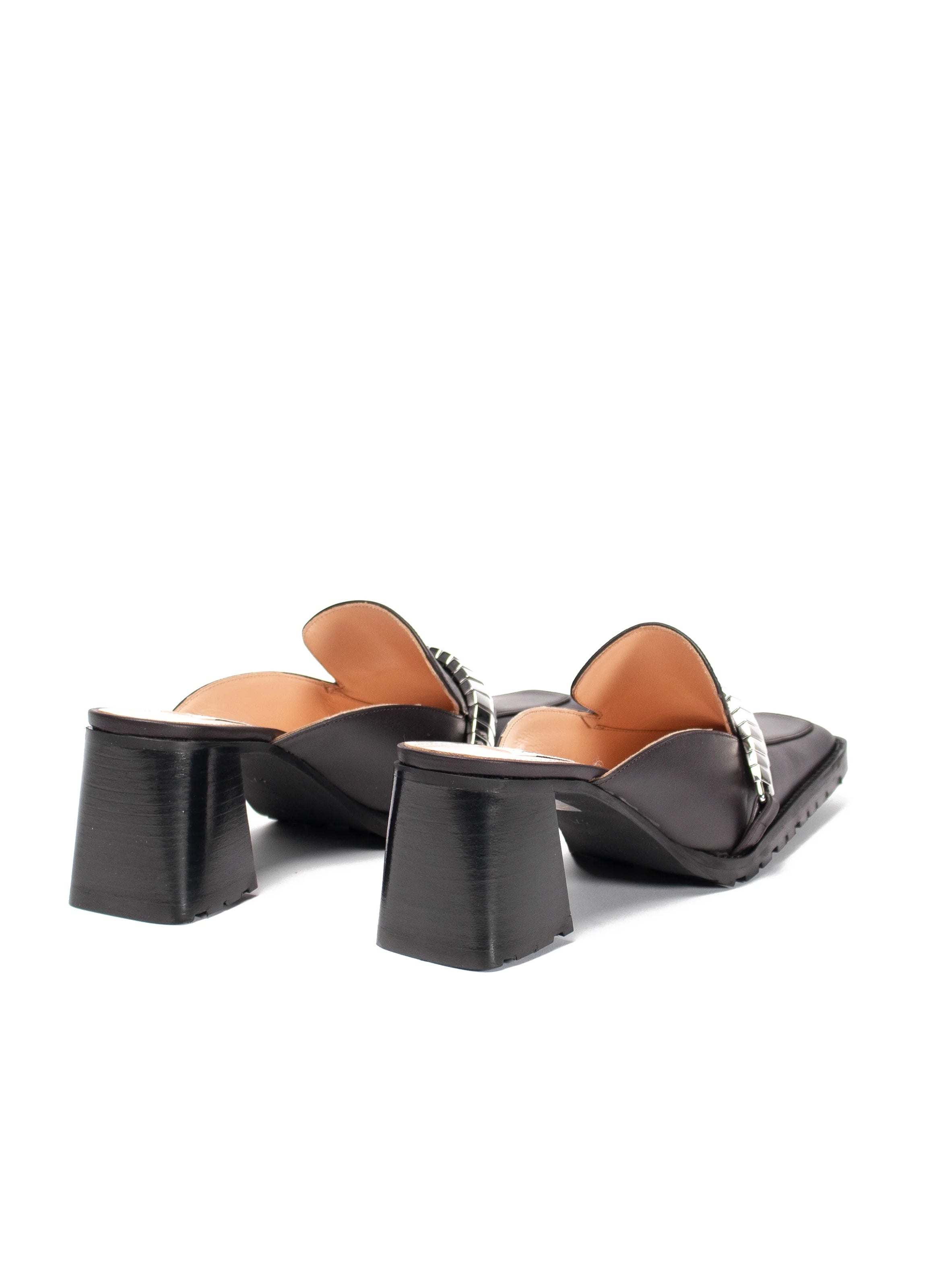 Eva Loafer Mule Leather/Metal Brown - 3