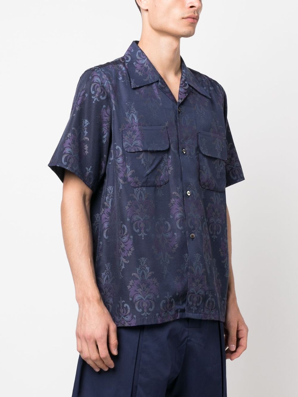 baroque-pattern button-up shirt - 3