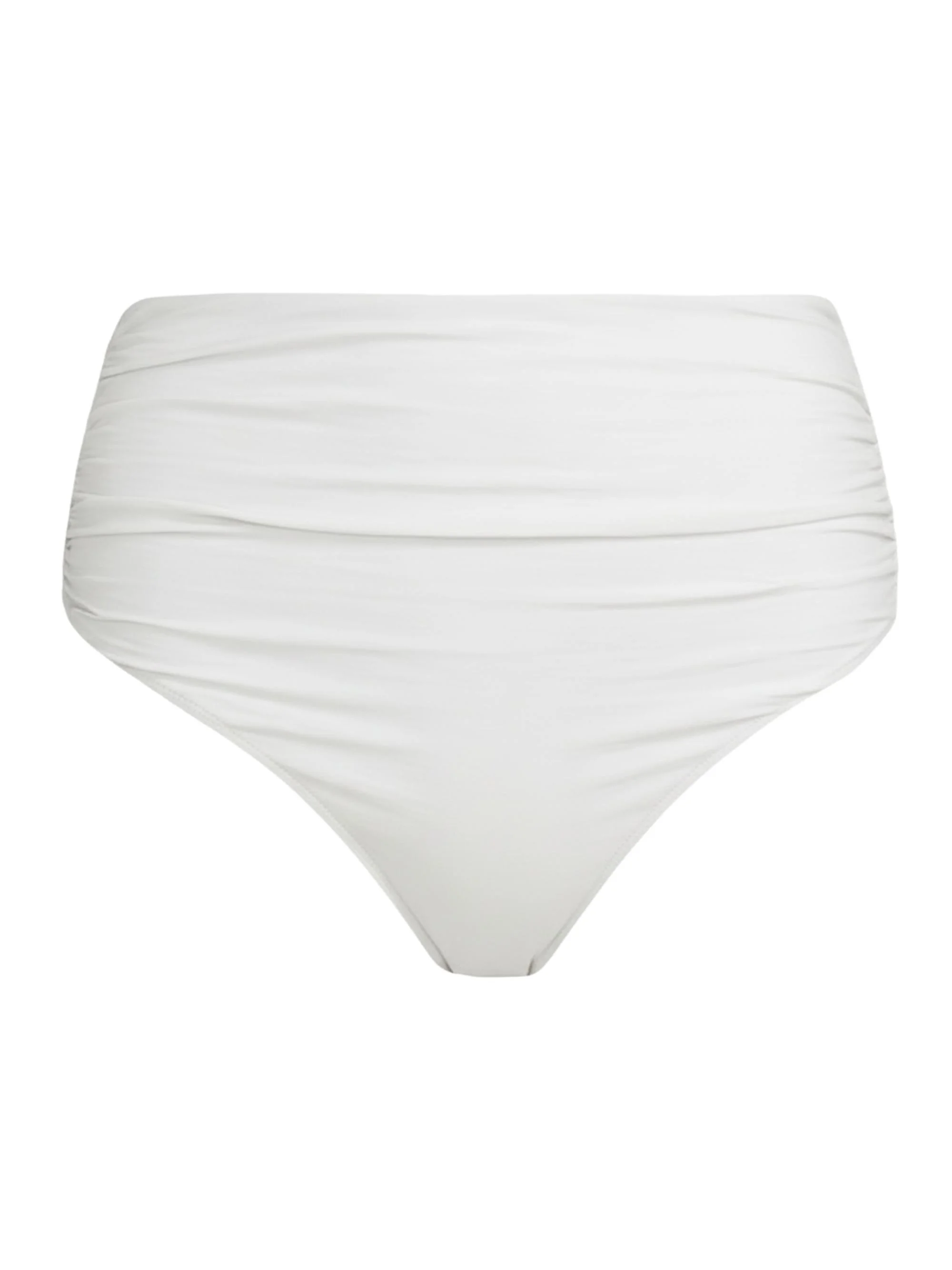 Women's Teya Ruched Striped High-Rise Bikini Bottom - White - 1