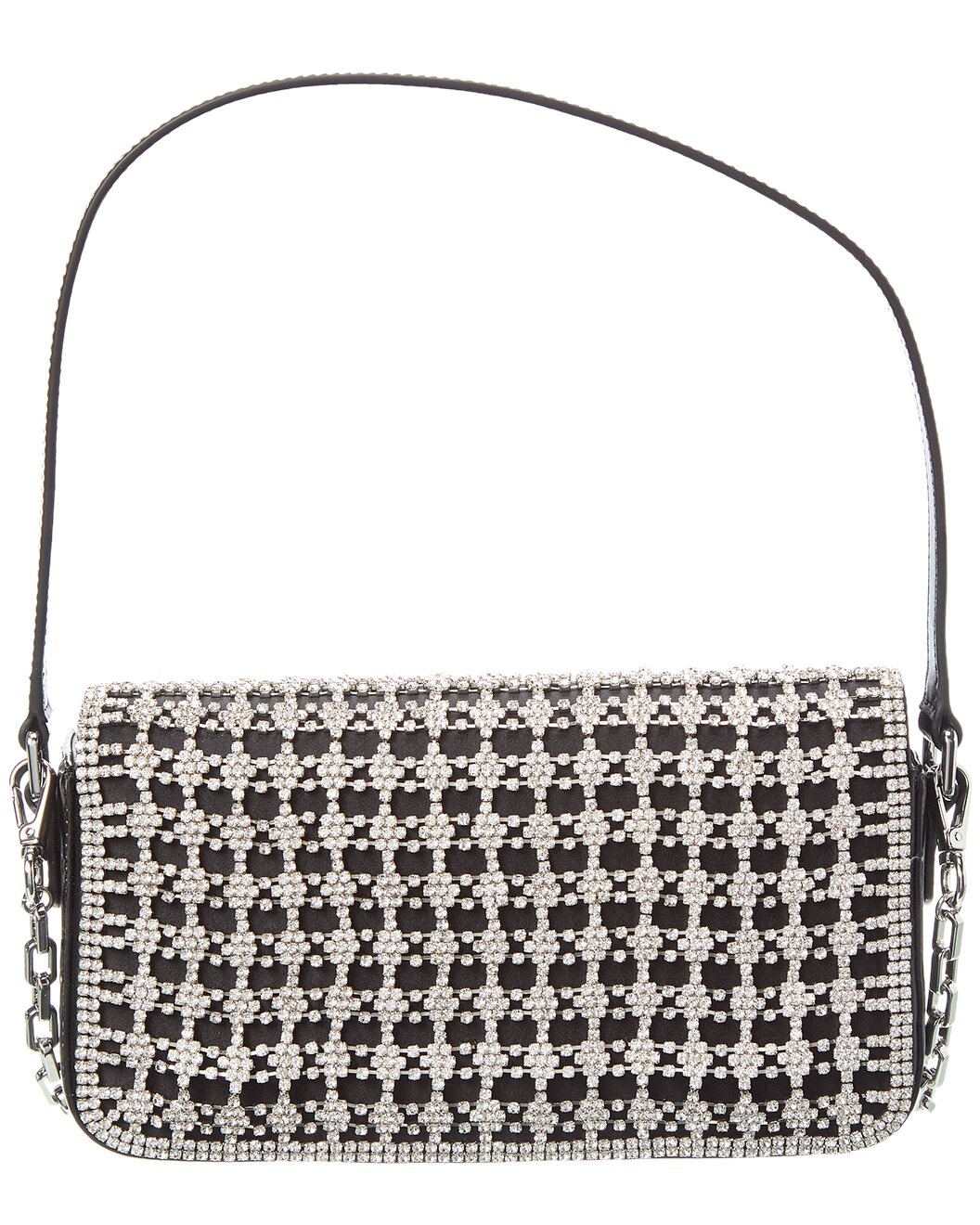Self-Portrait Crystal Leather Baguette Bag - 2