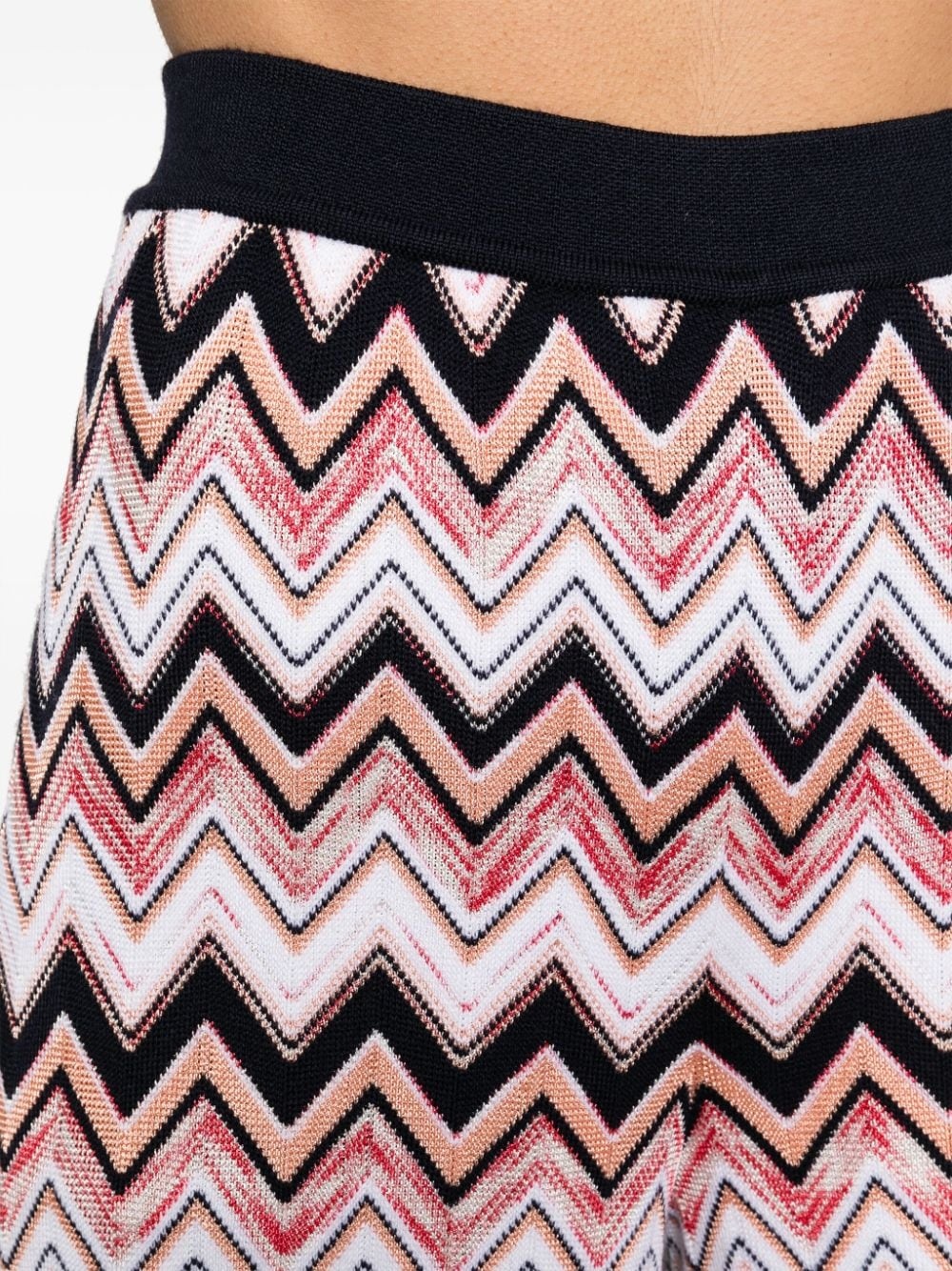 chevron-knit straight leg trousers - 5