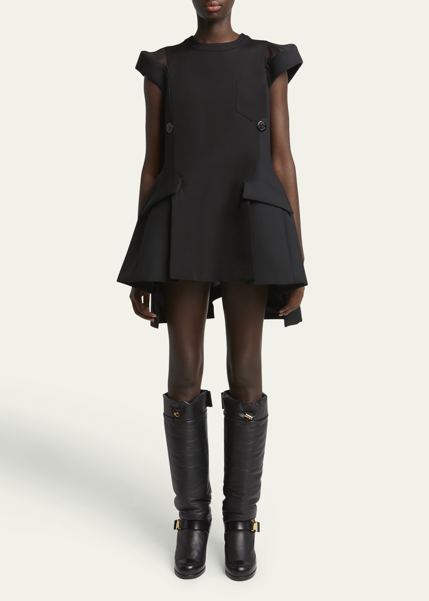 【送料&関税込】Sacai Crossover Mini Dress Sacai Mini dress - Black - Women | 2407210001 | thebs.com