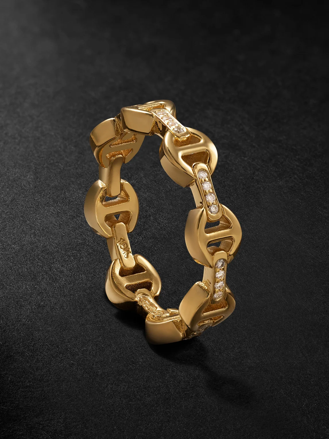 Dame Tri-Link 18-Karat Gold Diamond Ring - 1