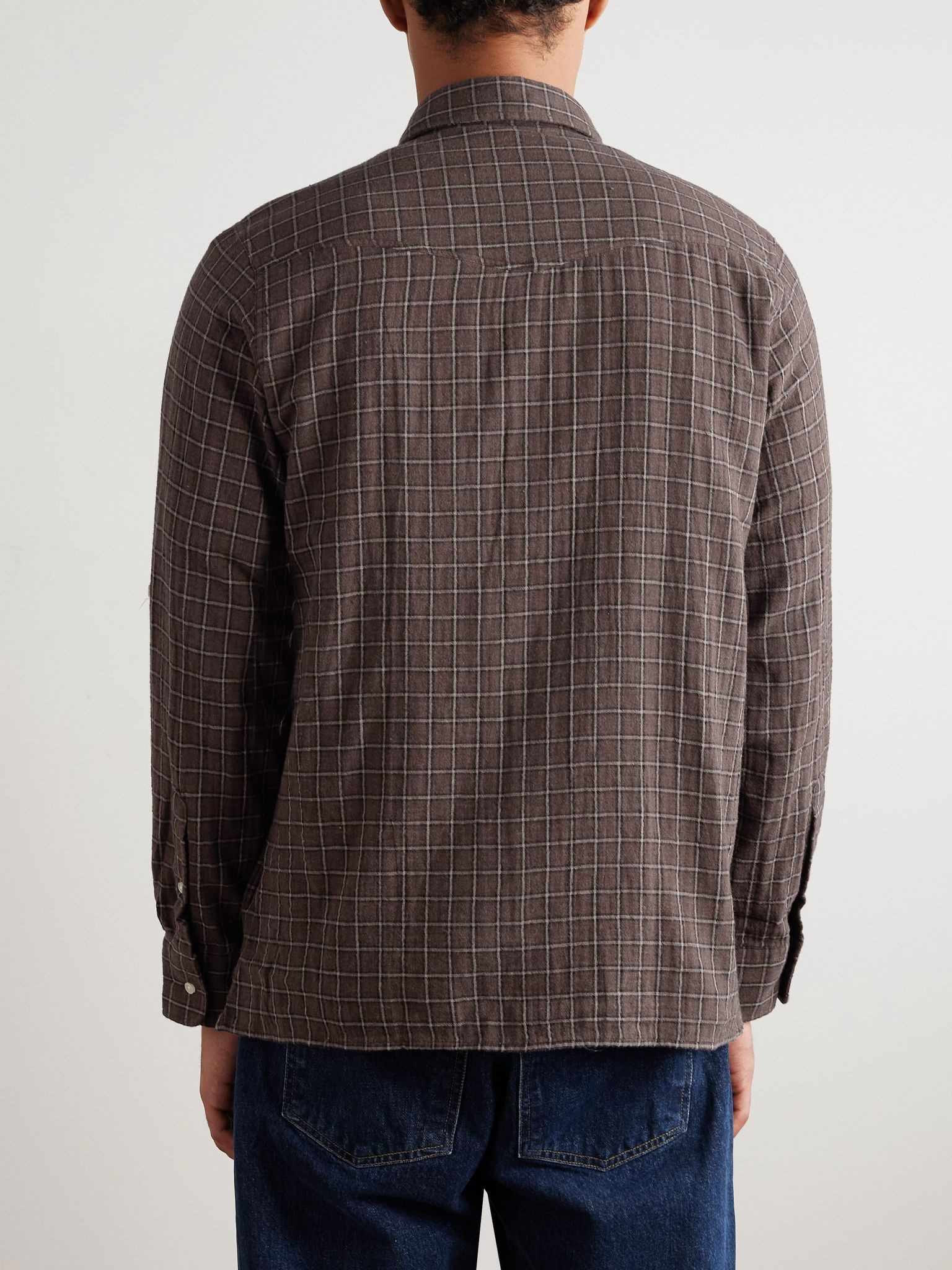 Younes Checked Cotton-Flannel Shirt Brown - 4
