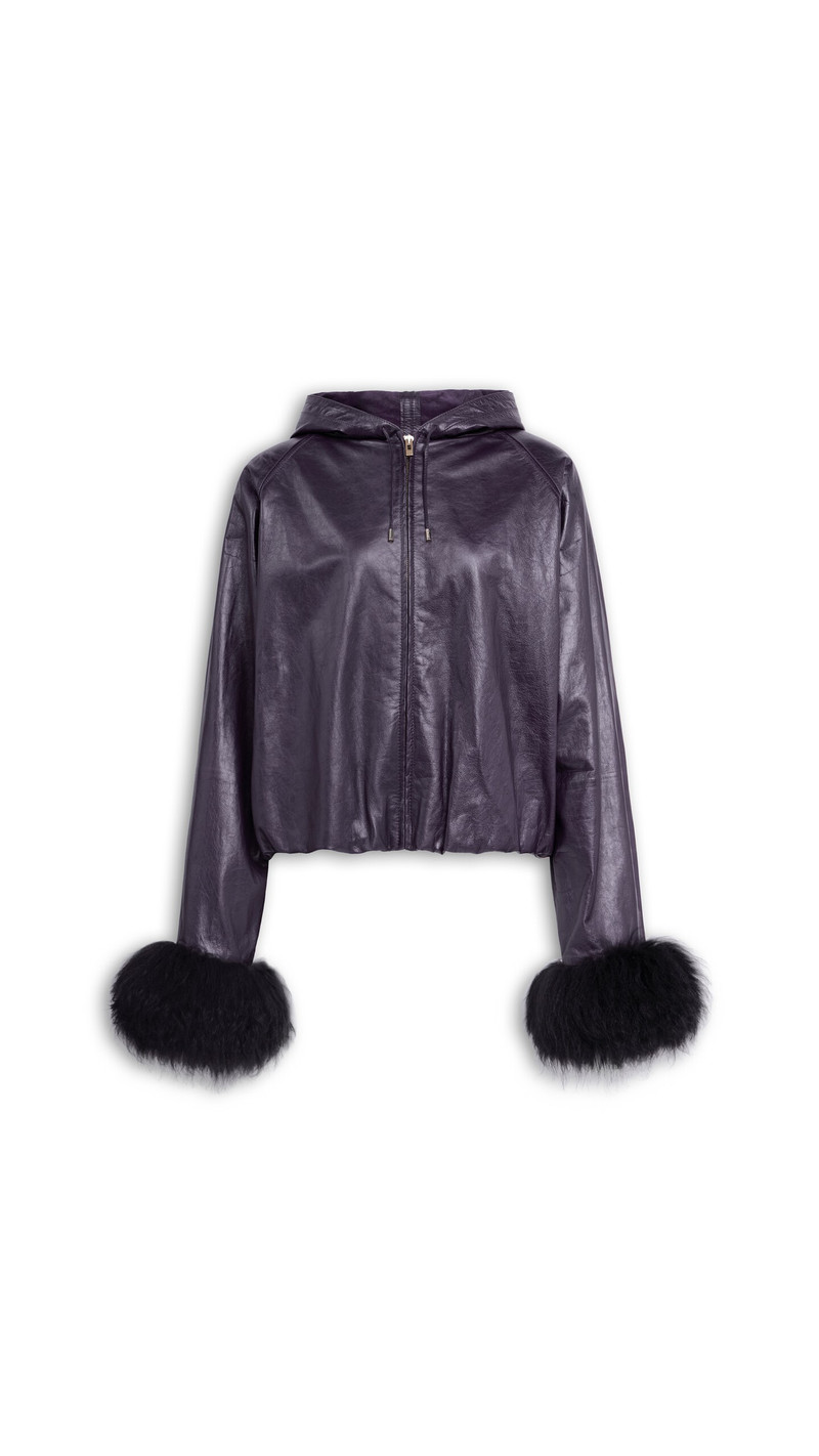 LEATHER HOODED WINDJACKET 1