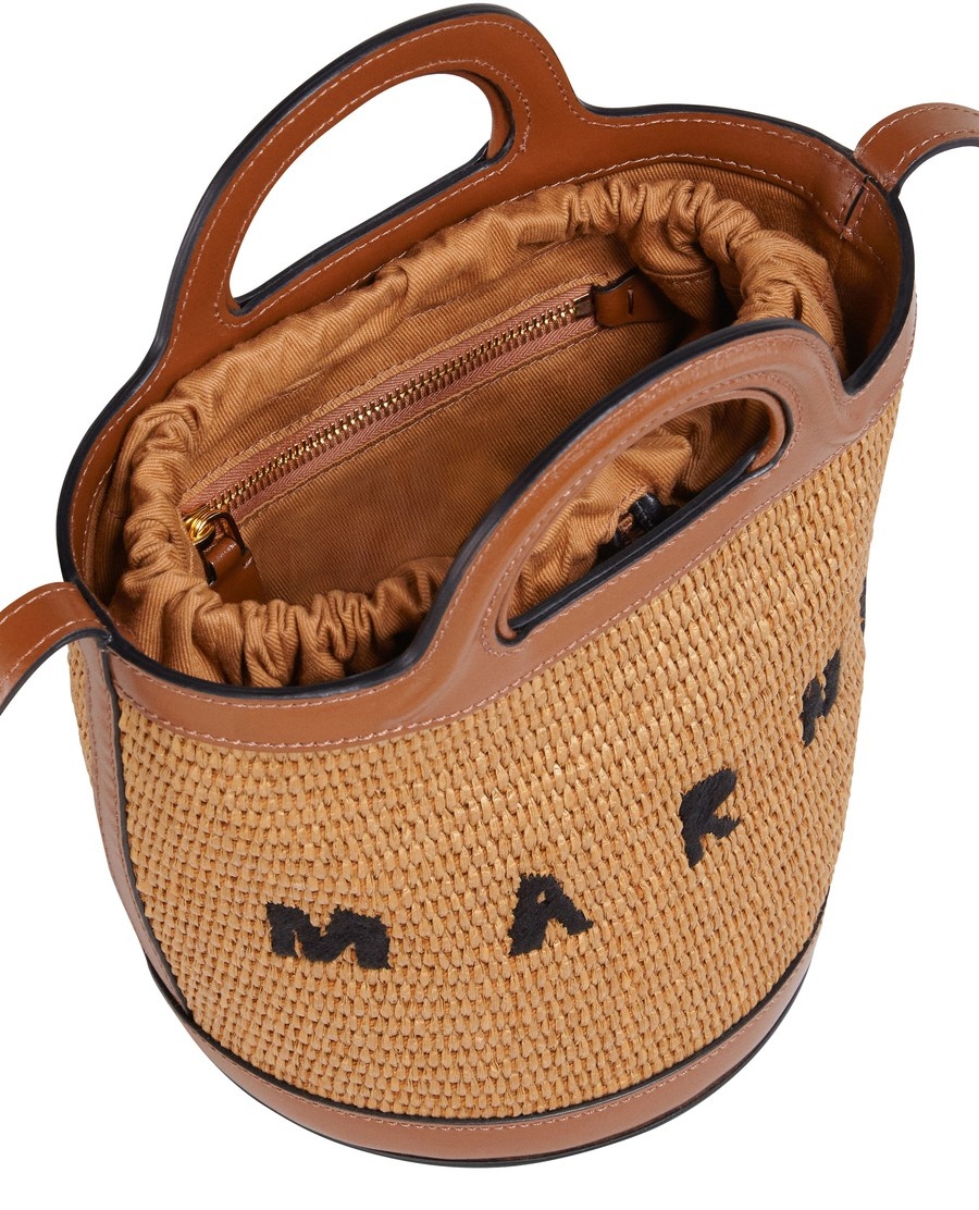 Small Tropicalia Raffia-effect Fabric And Leather Bucket Bag - 5