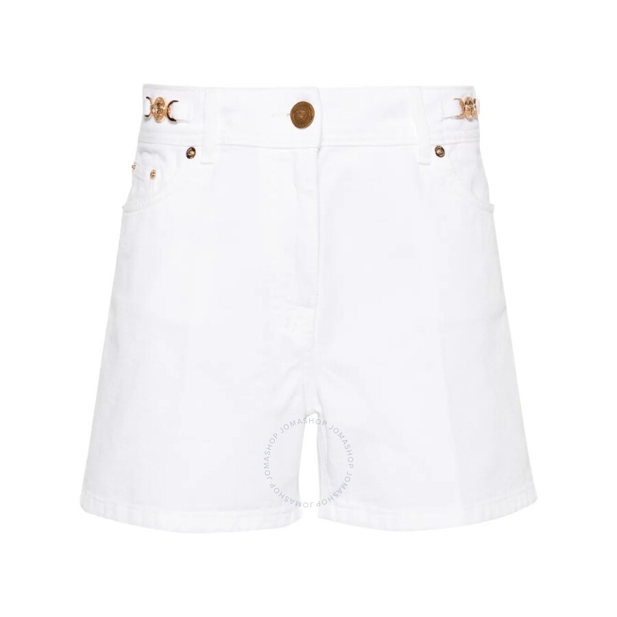 Versace Logo Applique High-Rise Denim Shorts - 5