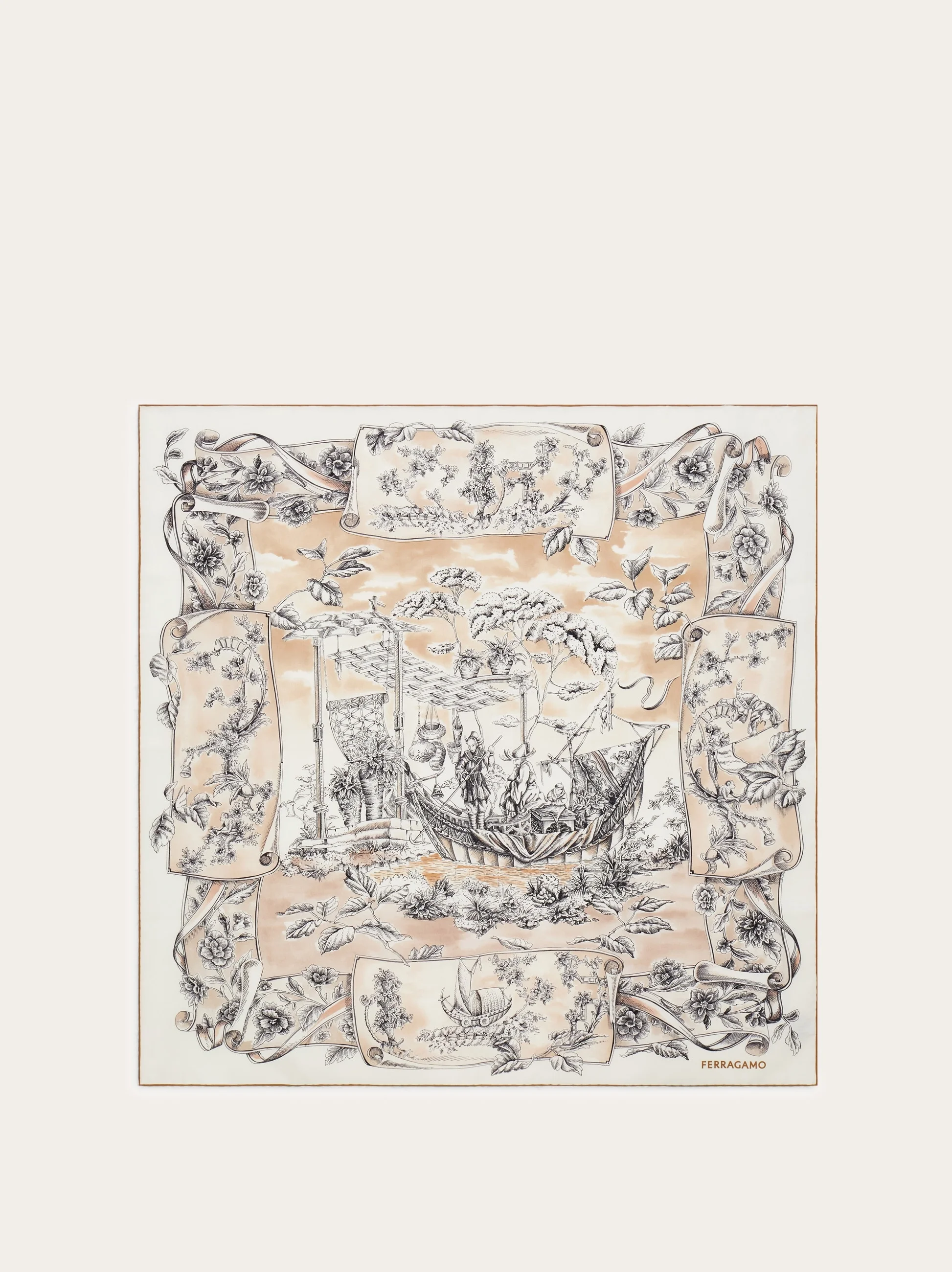 Ethnic print silk foulard - 1
