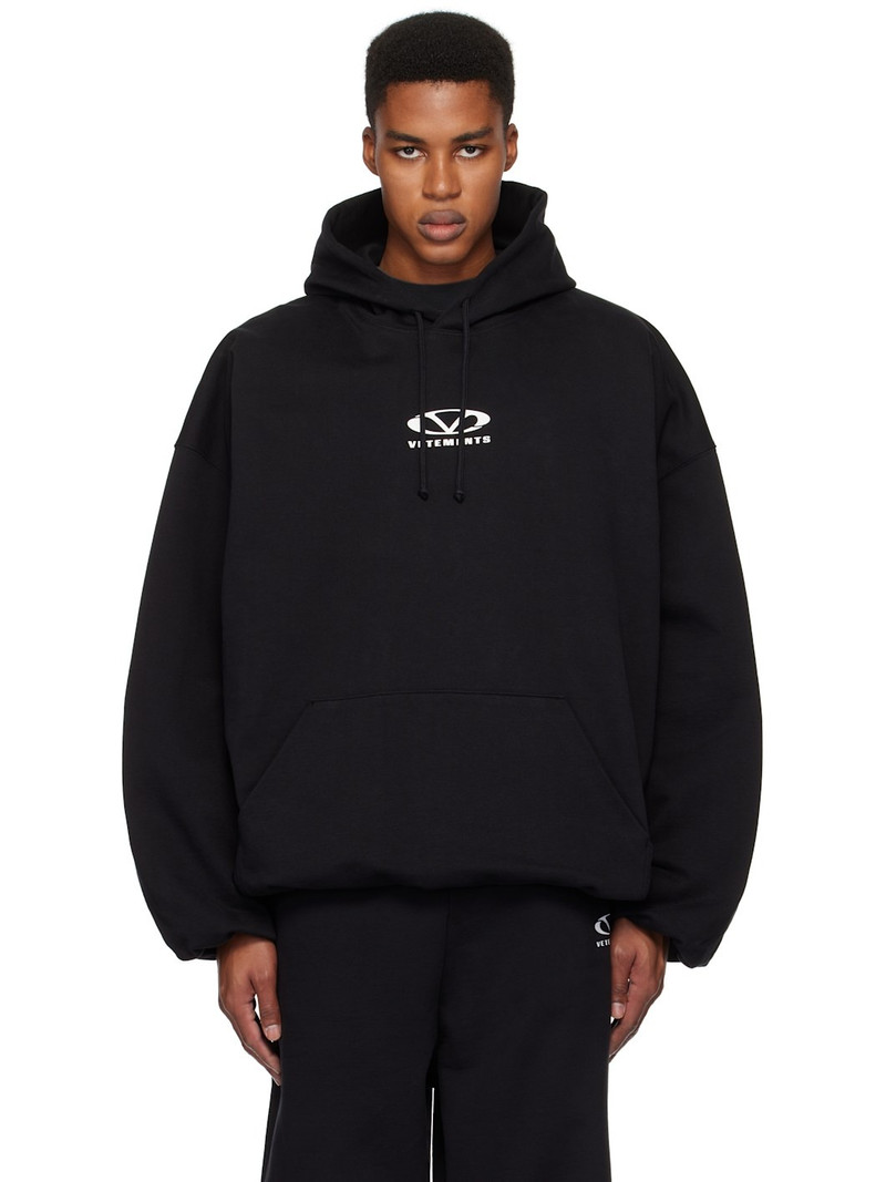 Black Oval Logo Cropped Boxy Hoodie 1