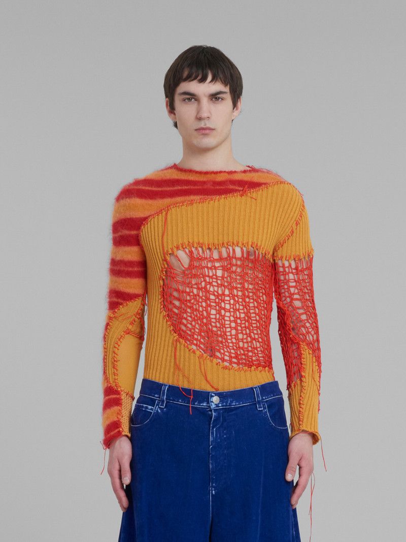 Marni RED AND ORANGE PATCHWORK JUMPER outlook