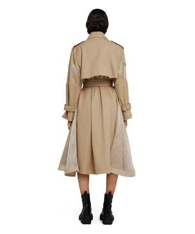 MSGM Double-breasted gabardine trench coat with mesh details outlook