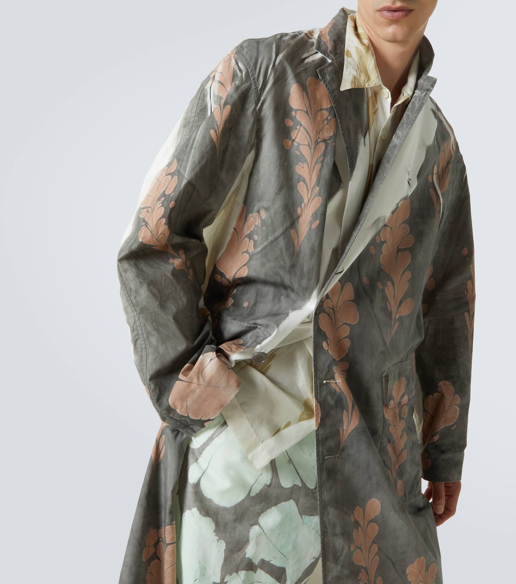 Printed double-breasted cotton coat - 5