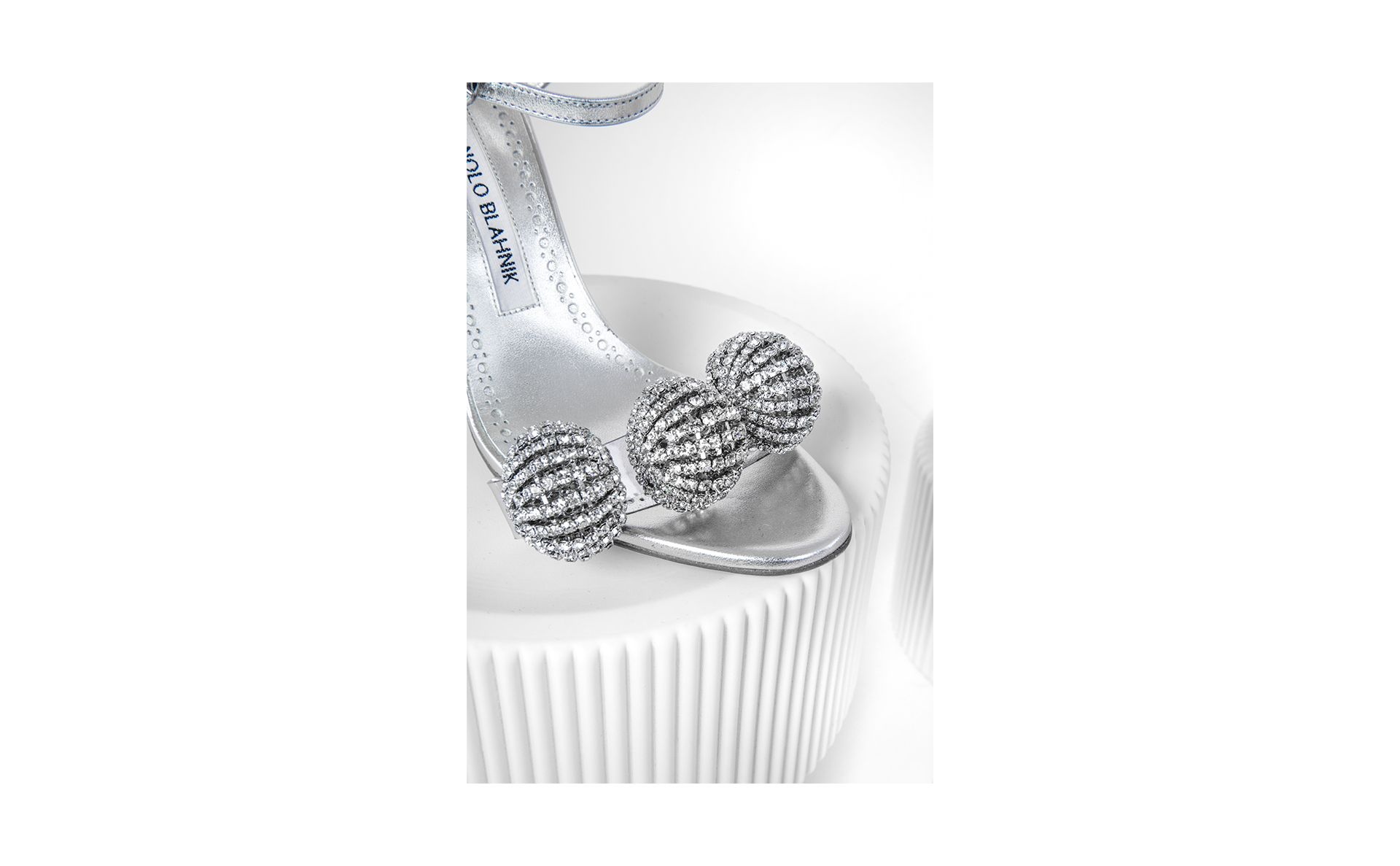 Silver Nappa Leather Embellished Sandals - 5