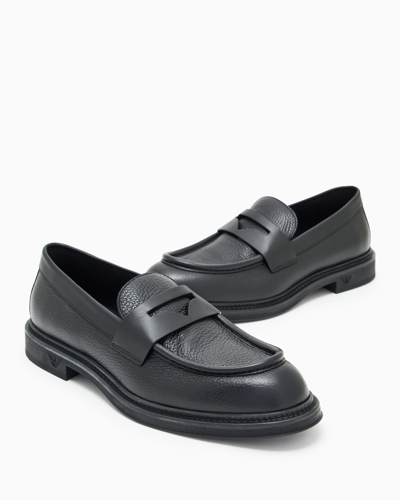 Pebbled leather loafers - 5