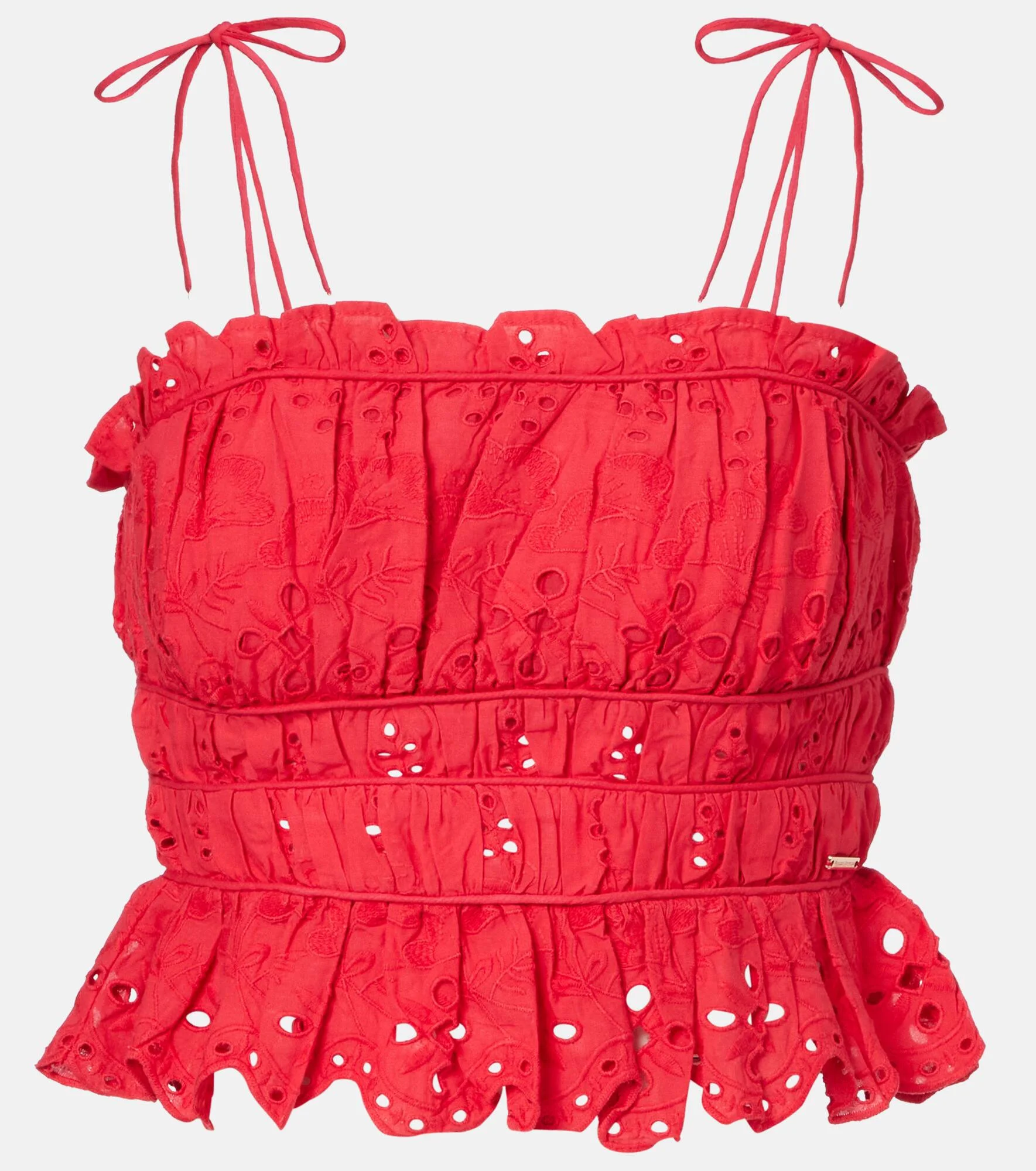 Broderie anglaise cropped cotton top - 1