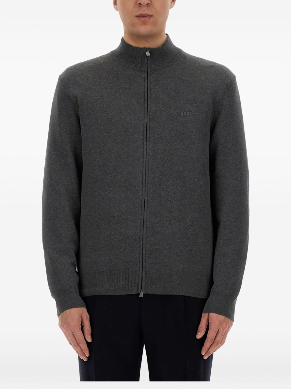 zip cotton cardigan - 1