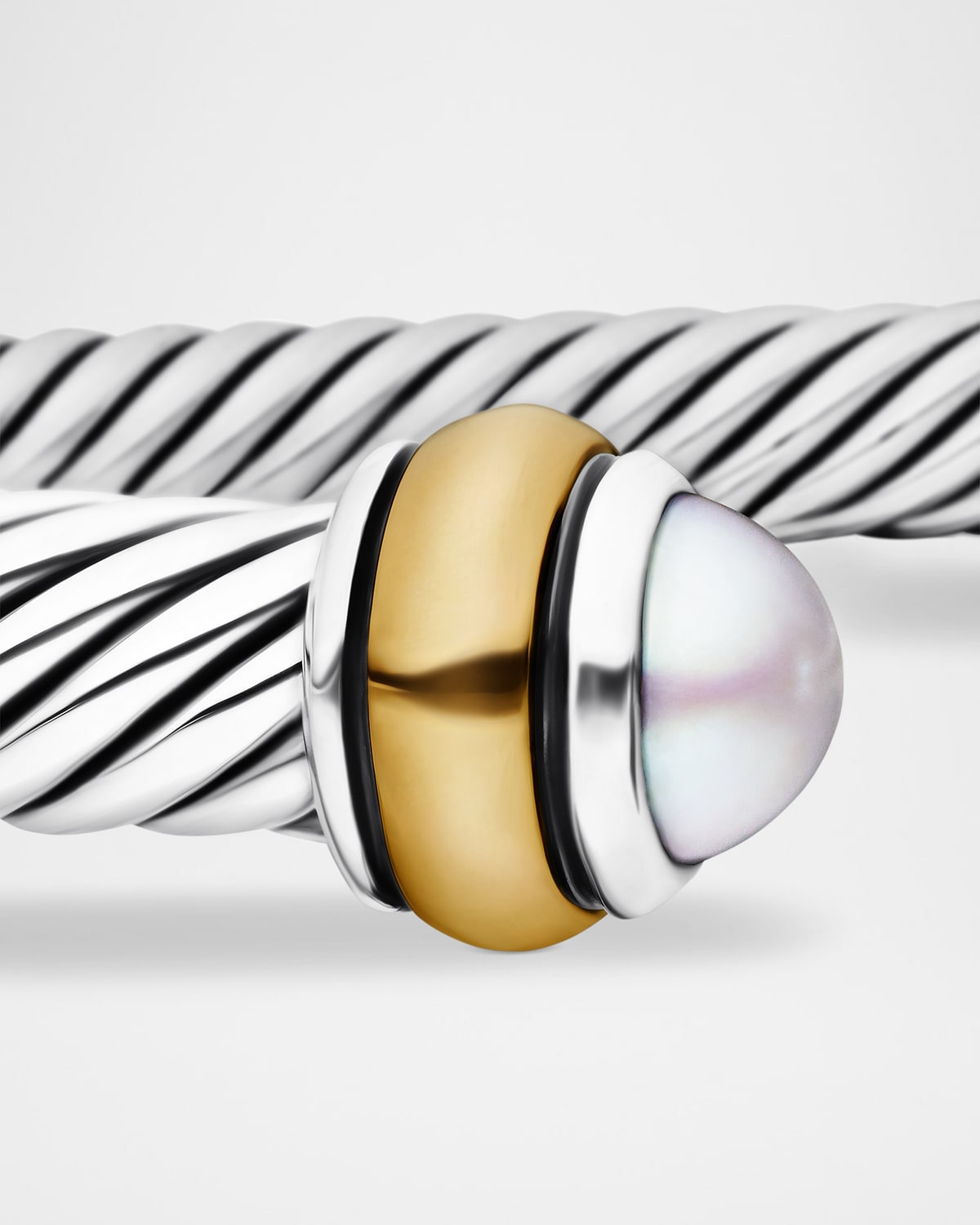 Cable Bracelet with Gemstone in Silver with 18K Gold, 4mm - 5