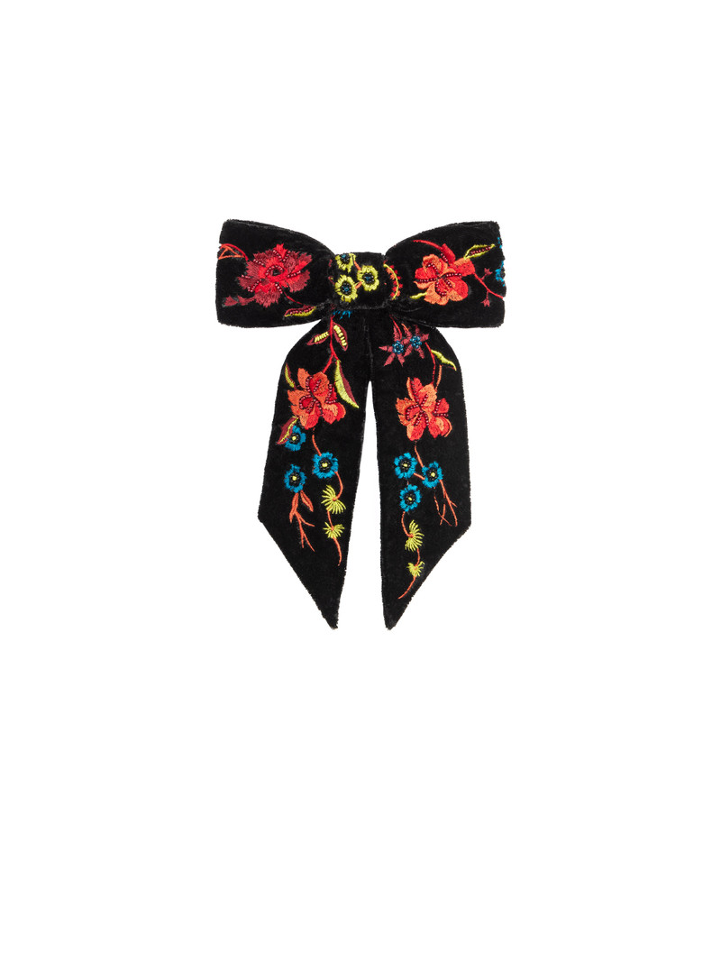 Alice + Olivia KITTI EMBROIDERED BOW BARRETTE outlook
