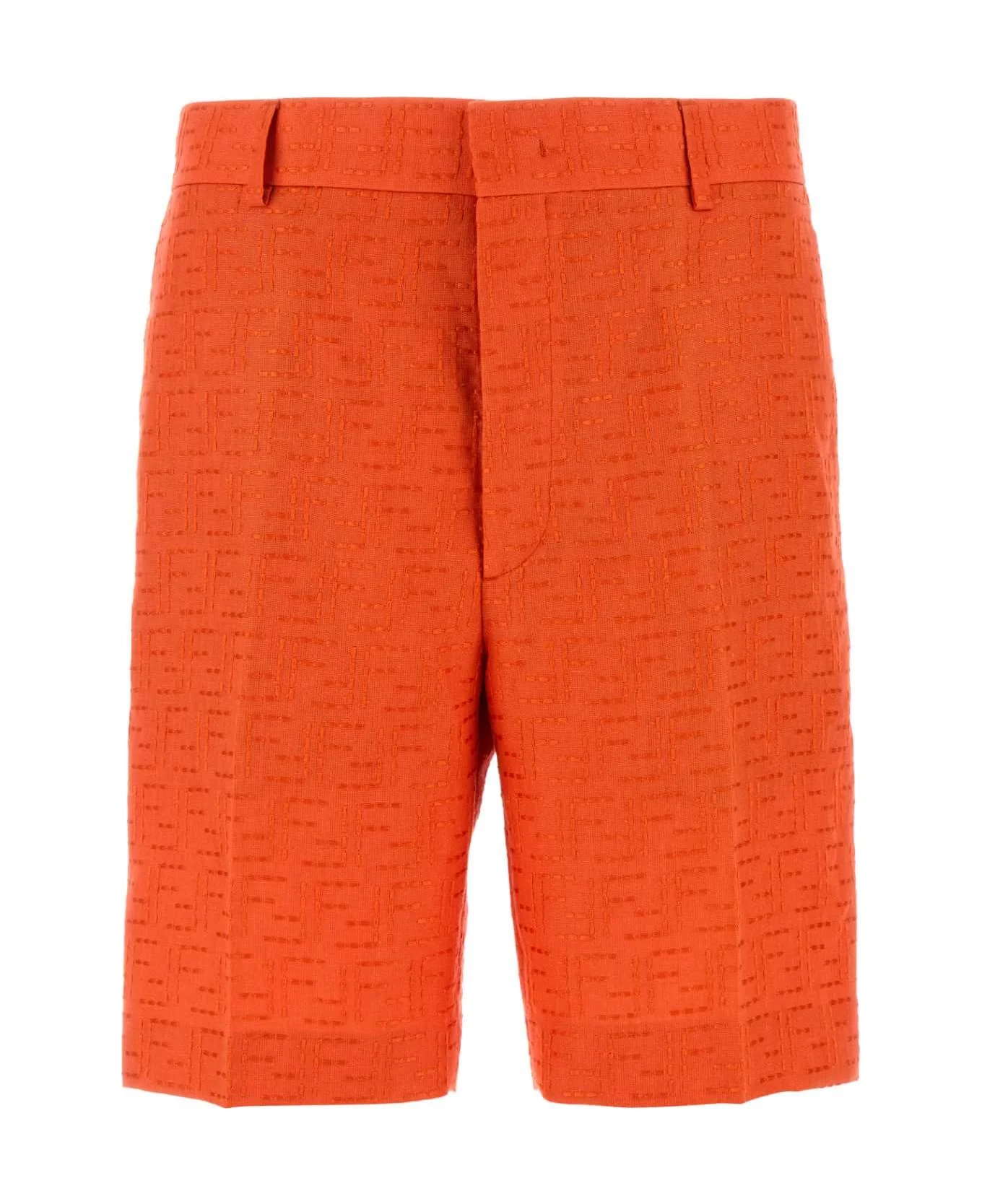 Coral Linen Blend Bermuda Shorts - 1