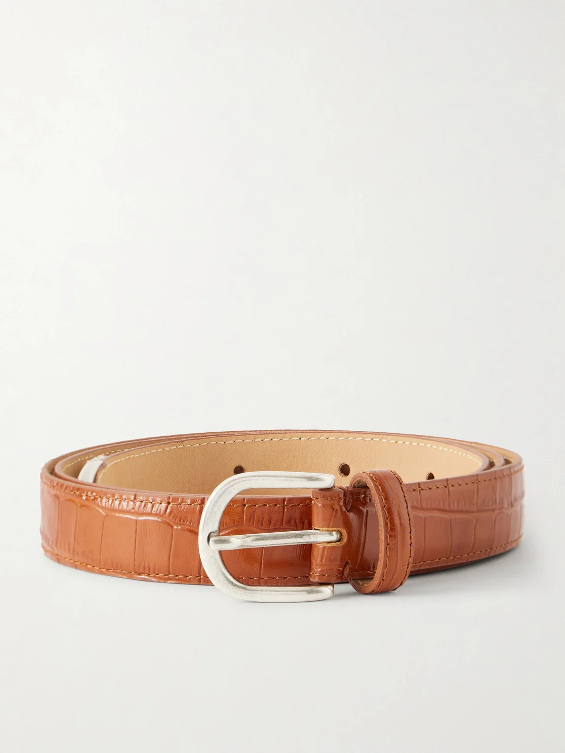 Occasion 2cm Croc-Effect Leather Belt - 1