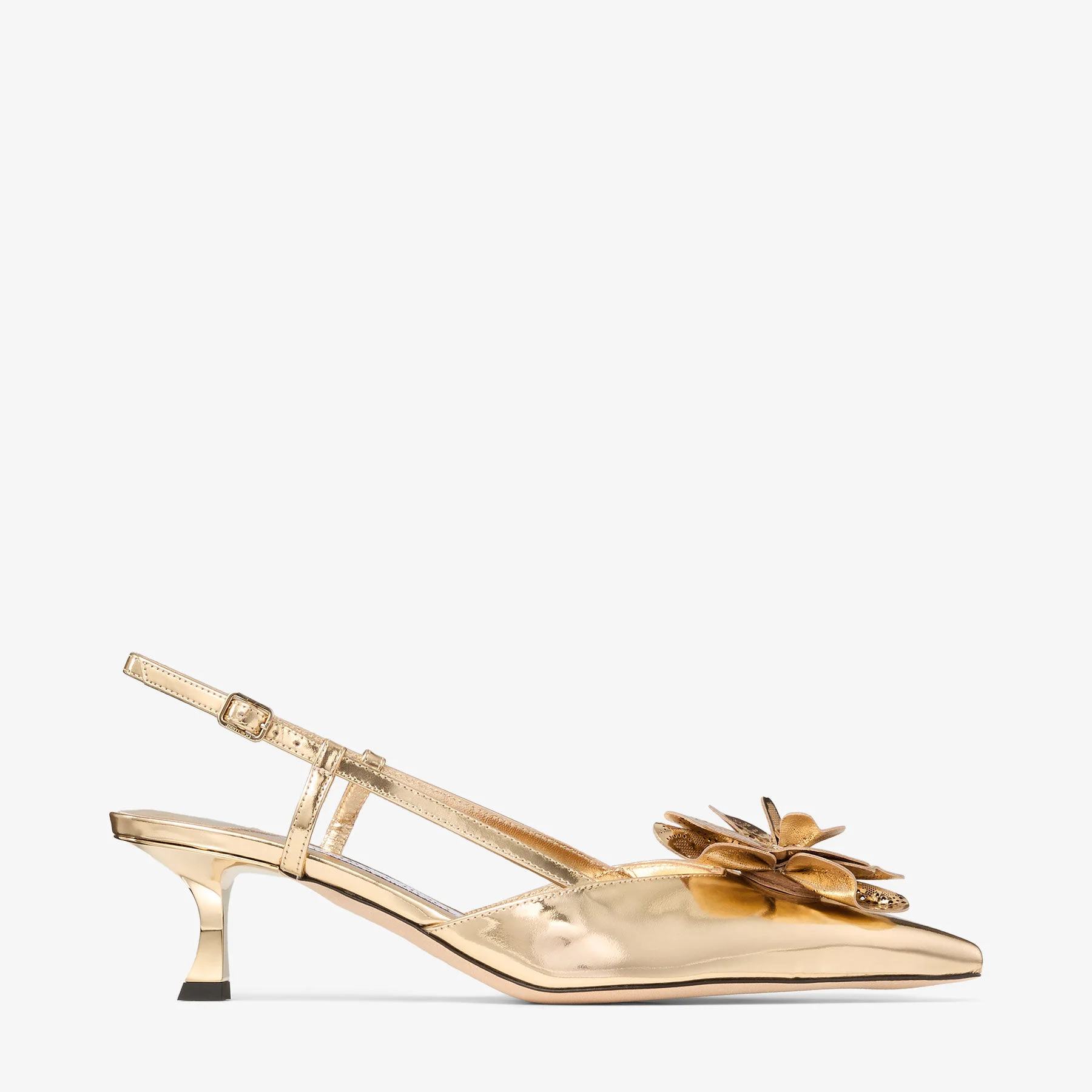 Mimmi Sling Back 50
Gold Liquid Metal Leather Slingbacks with Jimmy Choo Perforated Corsage - 1