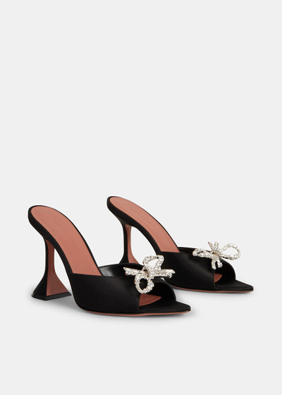 Amina Muaddi Black Satin Rosie Slipper Mule outlook