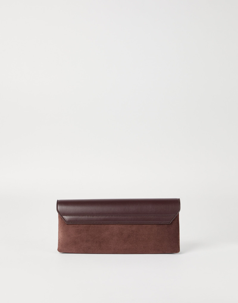 Brunello Cucinelli Sartorial pouch bag in suede and calfskin outlook