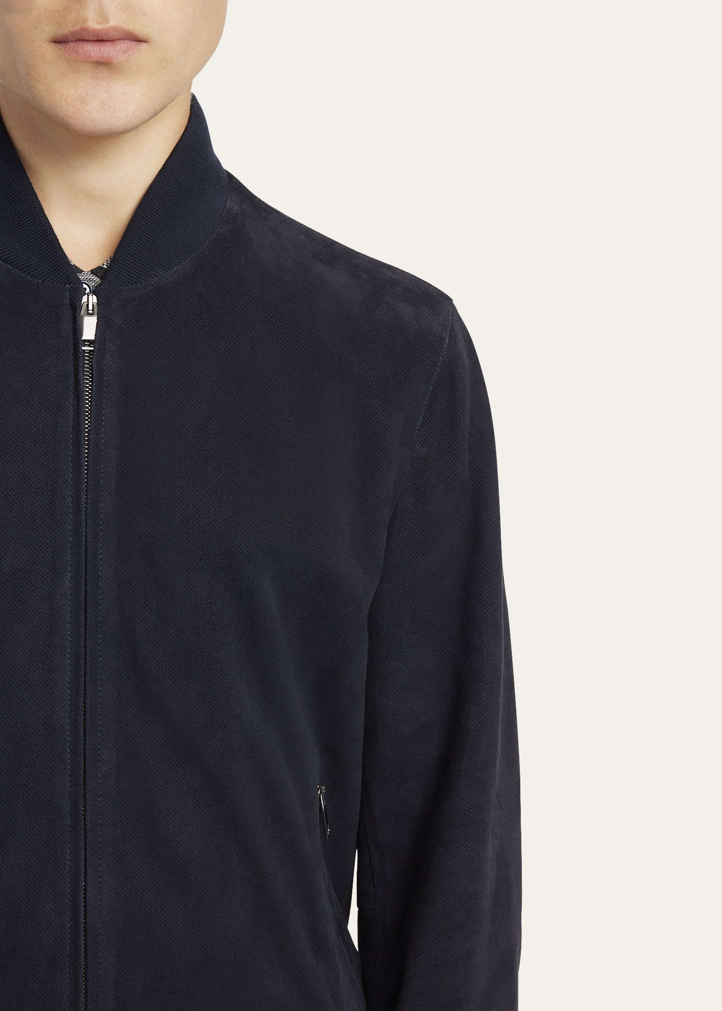 Men's Suede Bomber Jacket - 5