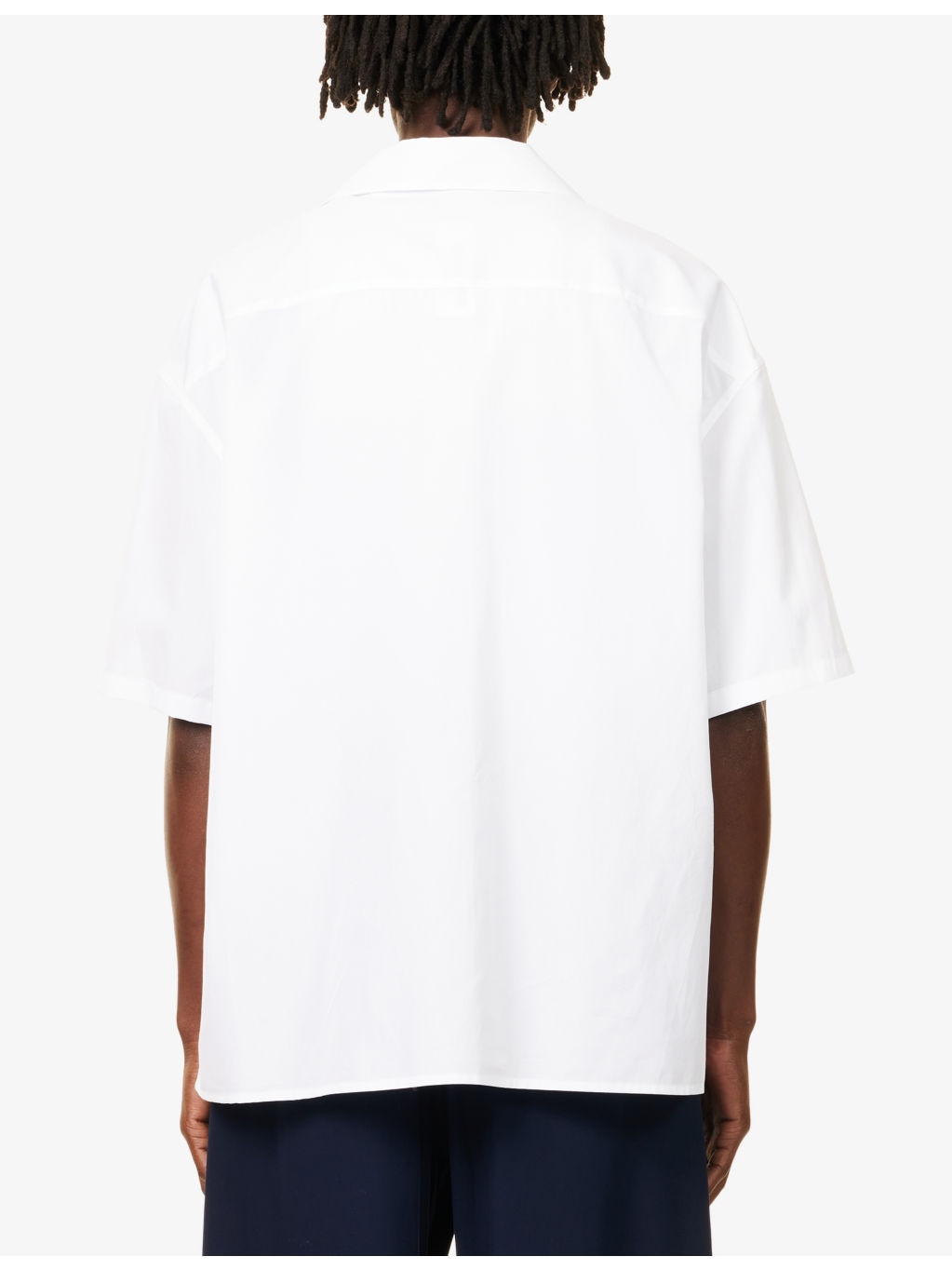 Monogram-Embroidery Short-Sleeves Cotton-Poplin Shirt - 4