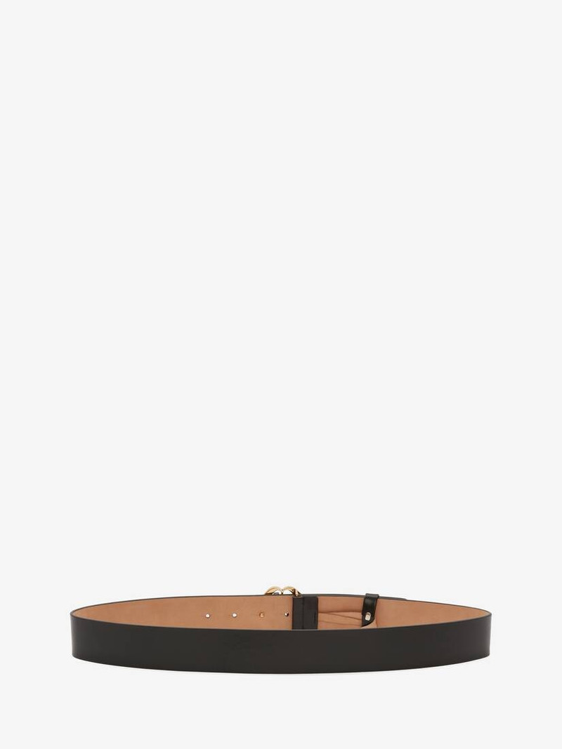 Alexander McQueen Seal Logo Belt in Black outlook