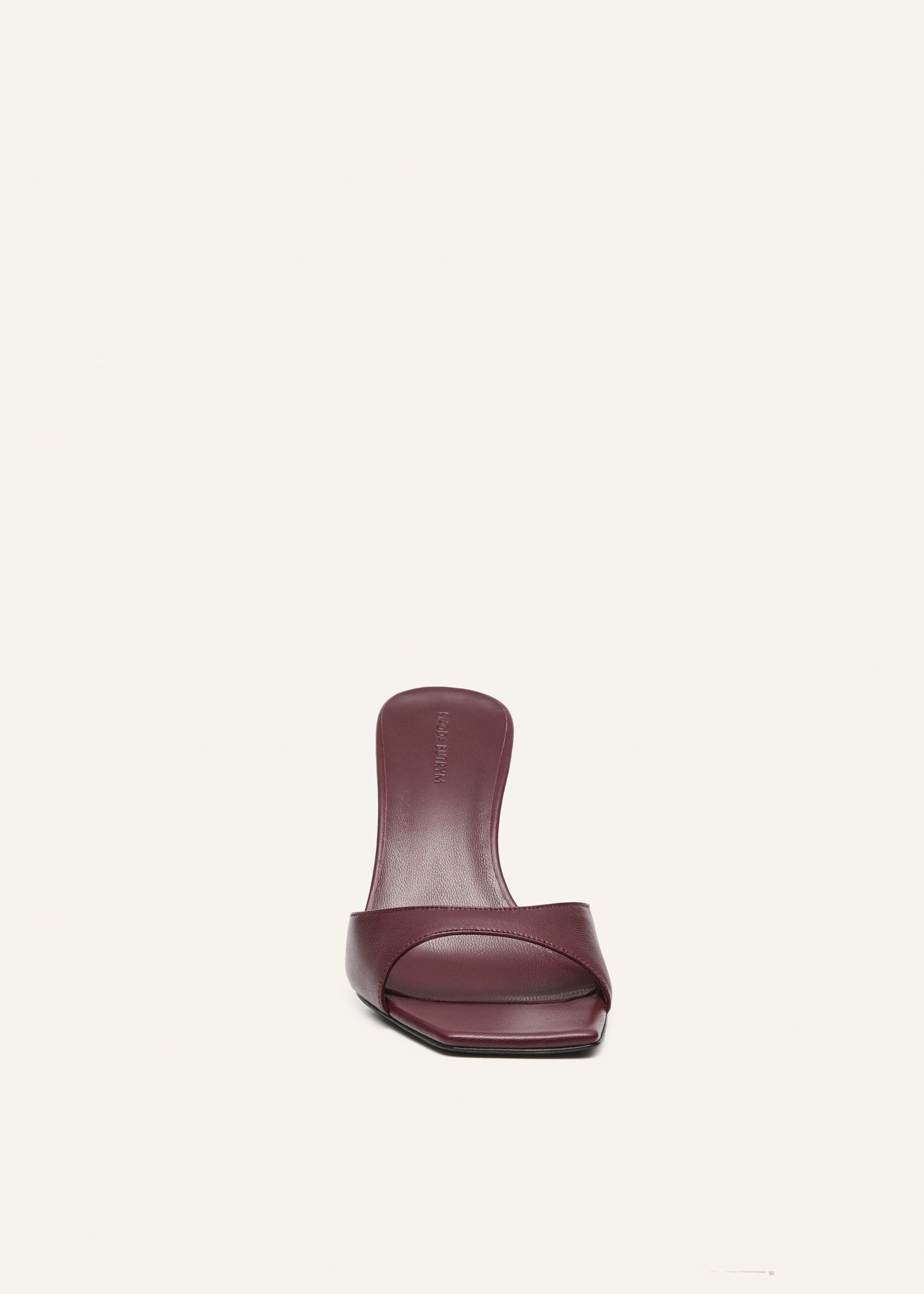 Thin leather mule in burgundy leather - 3