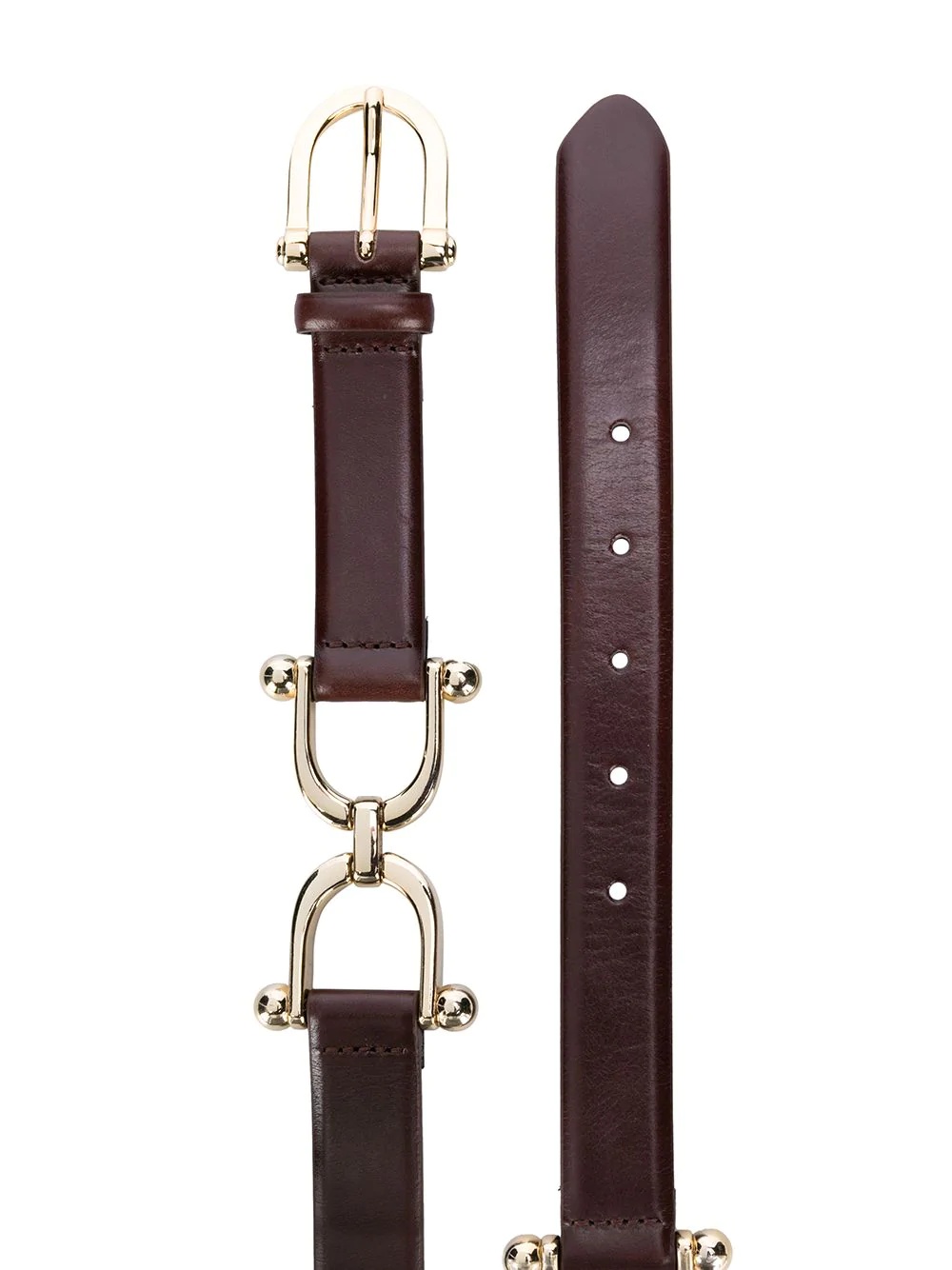 horsebit buckle leather belt - 2