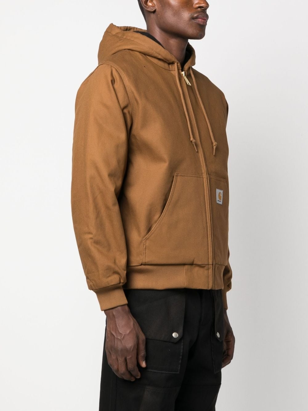 logo-patch cotton hooded jacket - 3