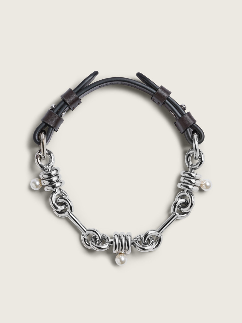 Bridle Stacked Link Pearl Chain Necklace 1