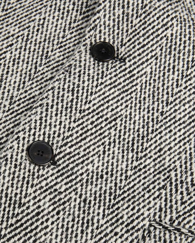 LONG BLACK AND WHITE HERRINGBONE COAT 7
