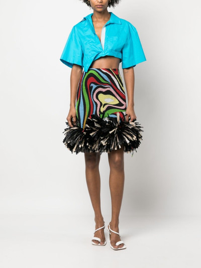 PUCCI Marmo-print fringed-edge skirt outlook