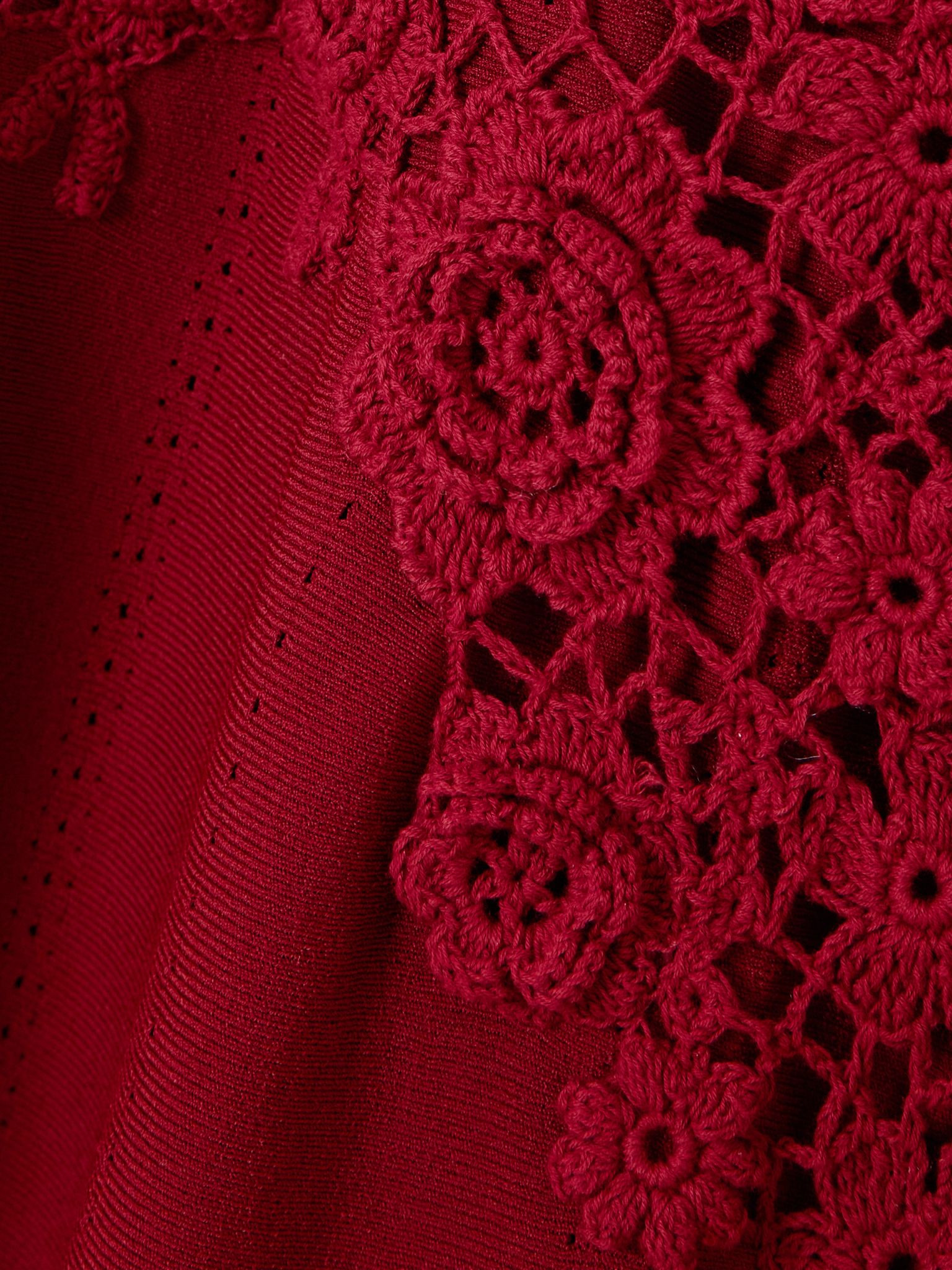 Genoveva crocheted lace-trimmed cotton-blend midi dress Burgundy - 4